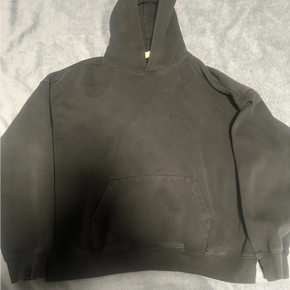 Men’s Fear Of God Essentials Hoodie, All Black In Size L Charcoal Hoodie